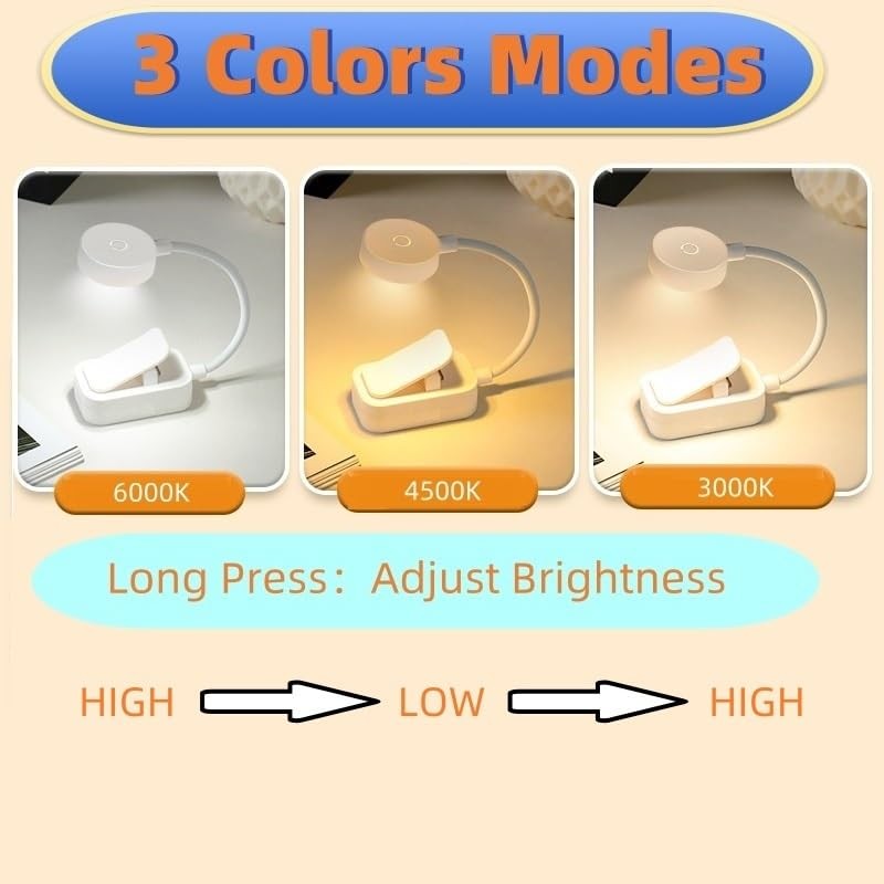 4 Pack Cute Book Light Bulk Reading Bed 3 Color Adjustable Brightness