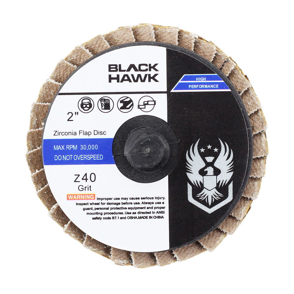 100 Pack - 2" Mini Flap Discs 40 Grit Quick Change Sanding Roloc Style Type R