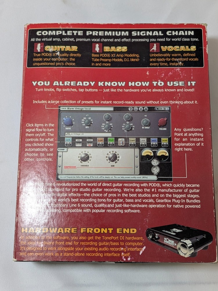 Open Box LINE 6 Gearbox Silver Bundle Plug-In Pro Tone for PC Mac with Box