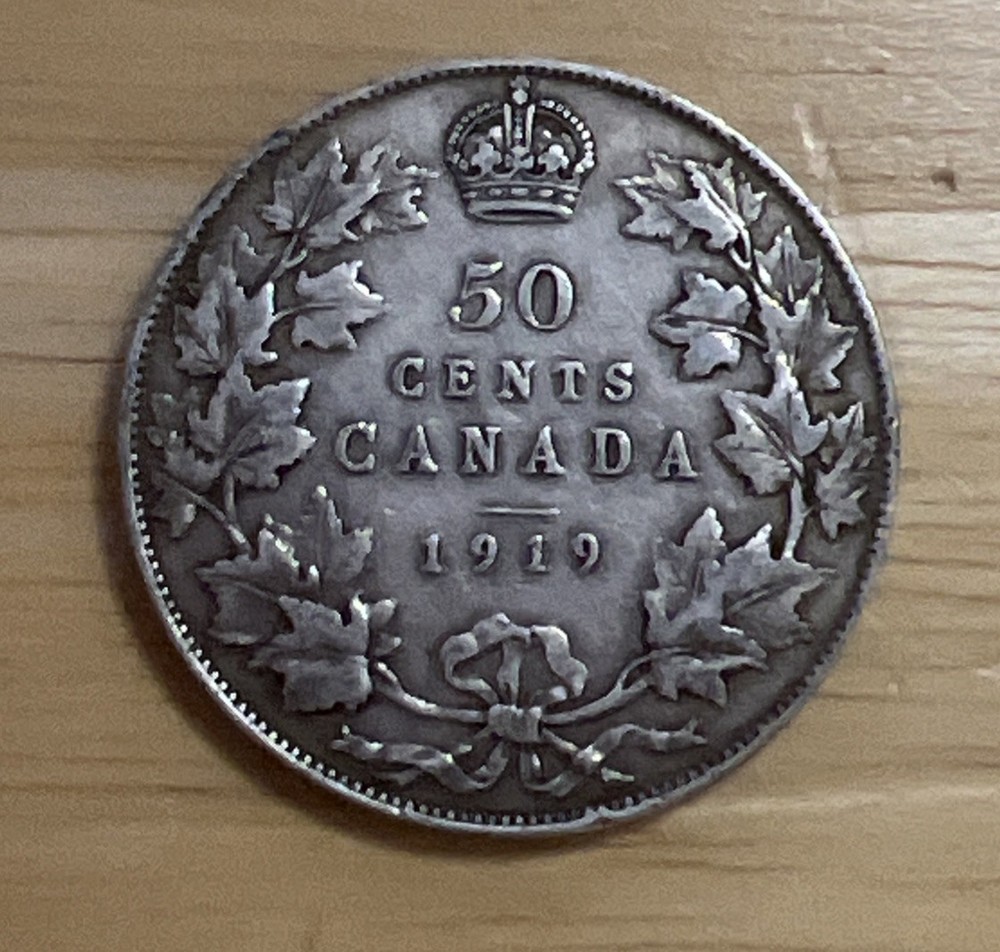 1919 Canada 50 Cent Silver Coin