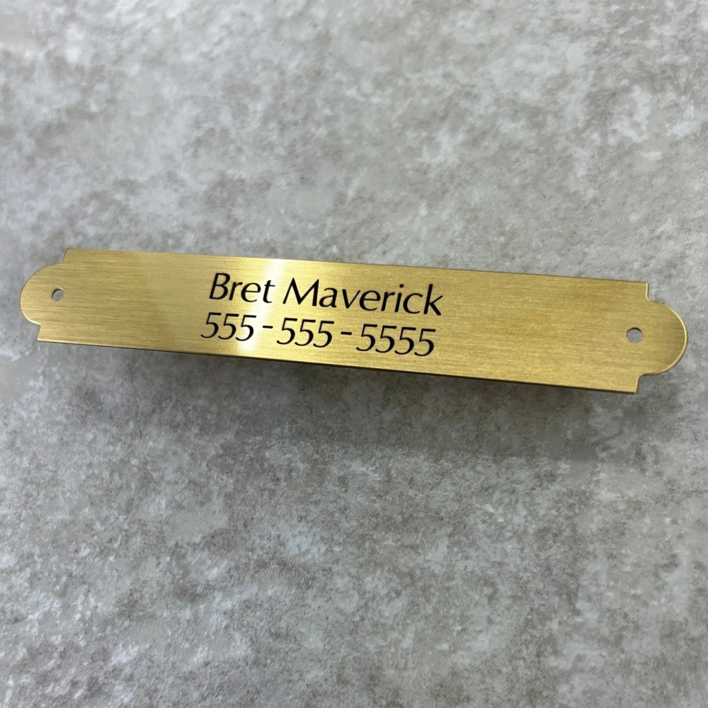 Custom Engraved Tags Personalized NAME PLATE Stained BRUSHED BRASS EXTRA LARGE