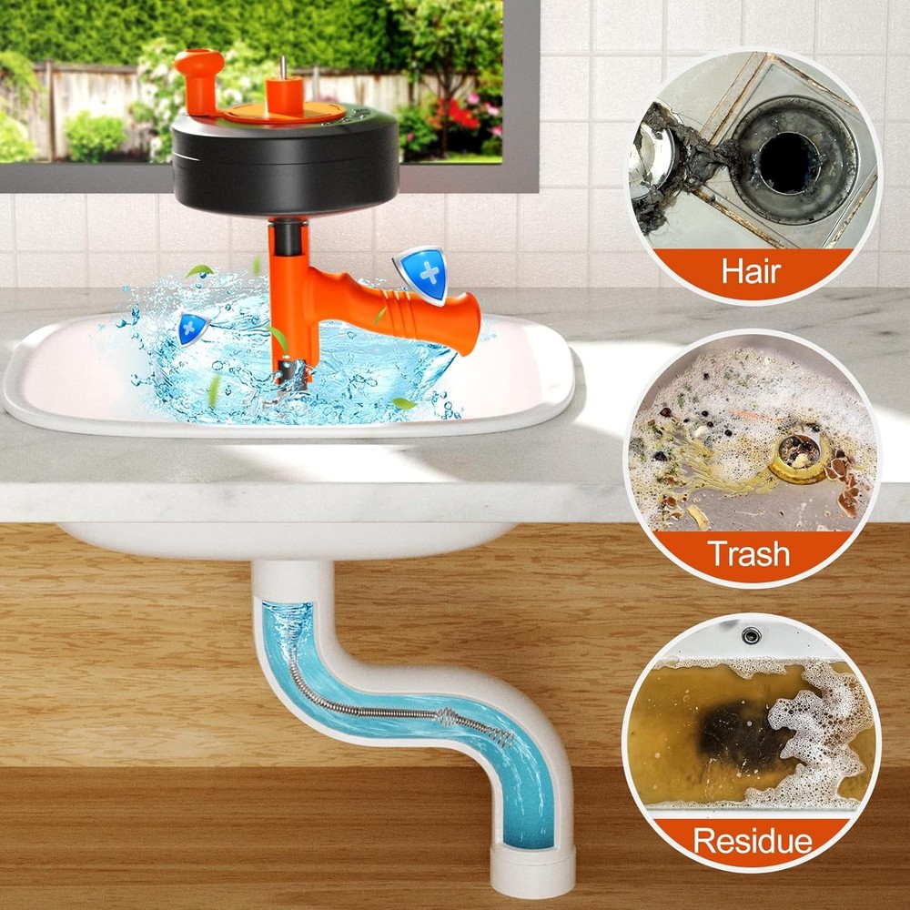 25ft Drain Snake with Drill Adapter, Plumbing Unblocking Hand Auger