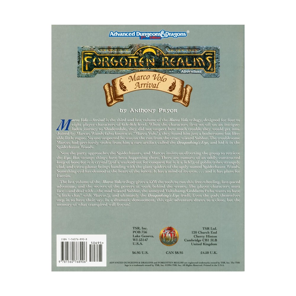 TSR Forgotten Realms Marco Volo - Arrival VG+