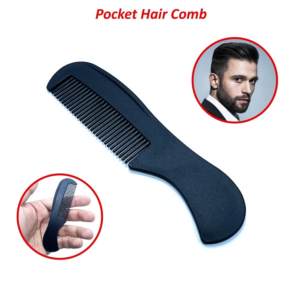 4.5 inch Black Styling Essentials Round Handle Comb Pocket 1-10 Pack