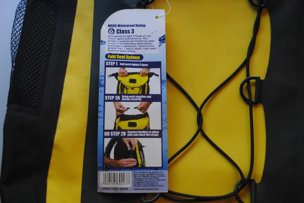 Overboard 25L Waterproof backpack NEW with tags Yellow/black