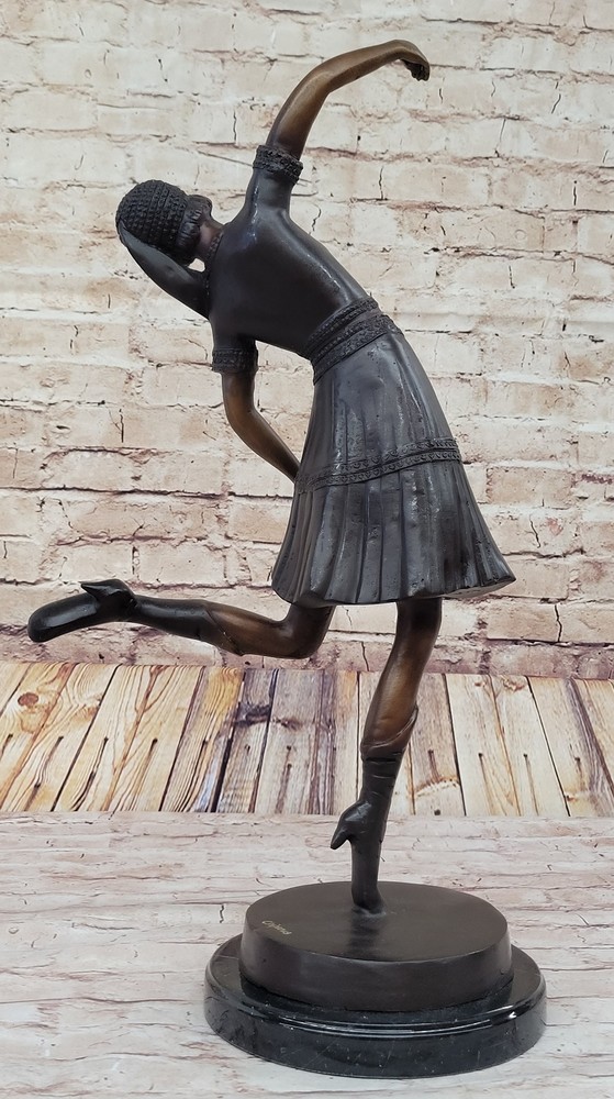 Handmade bronze sculpture Marble Chiparus Dancer Lady Egyptian Signed Figurine