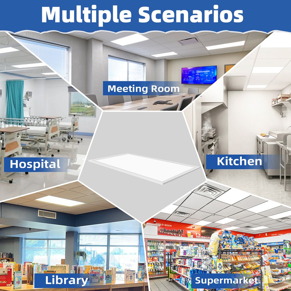 2X4FT LED Flat Panel Light 7800LM 4X75W 5000K Drop Ceiling Ceiling Office Lights