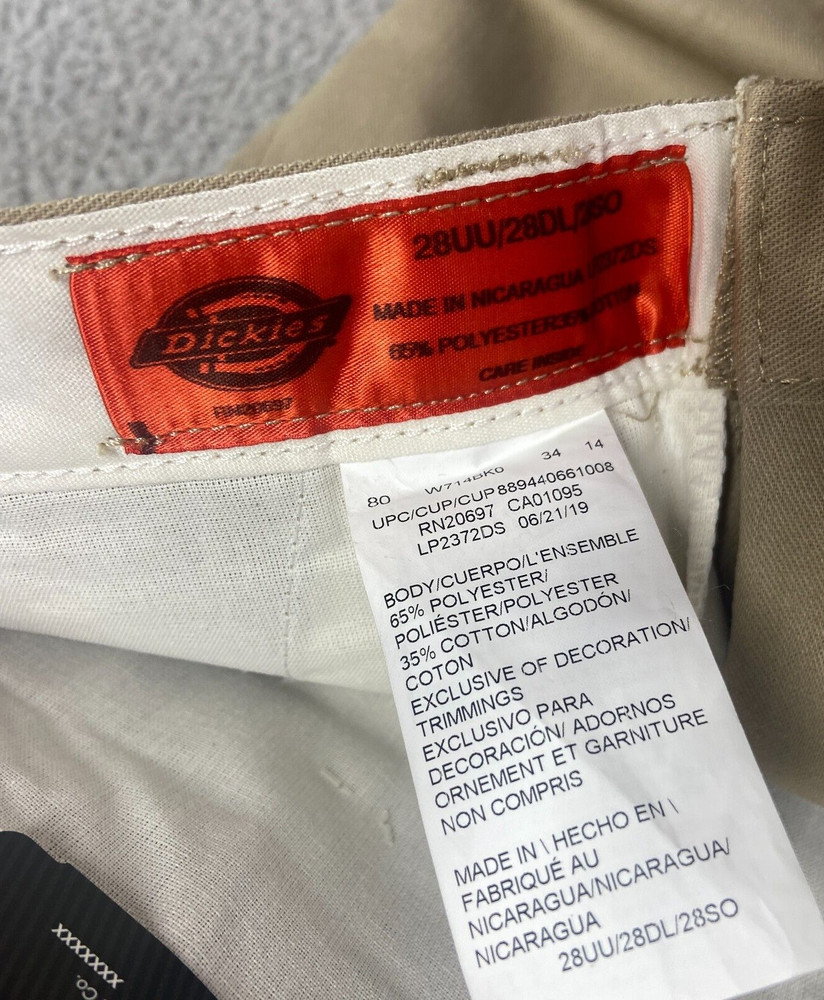 NWT Dickies Flex Men's Beige Pants Size 28 UU