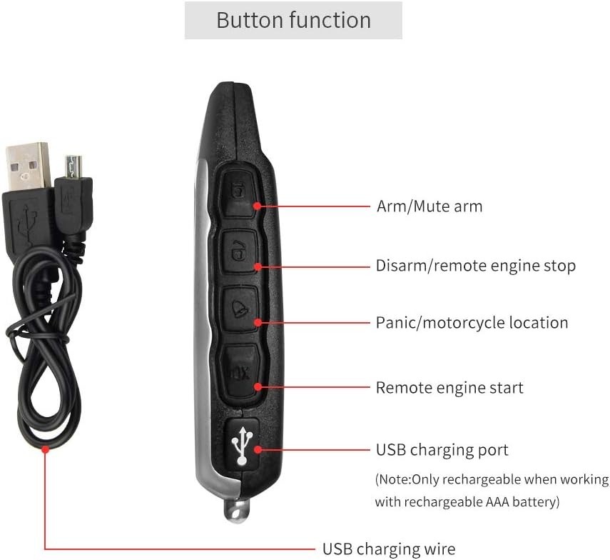 2-Way Motorcycle Alarm System with LCD Display & Rechargeable Remote