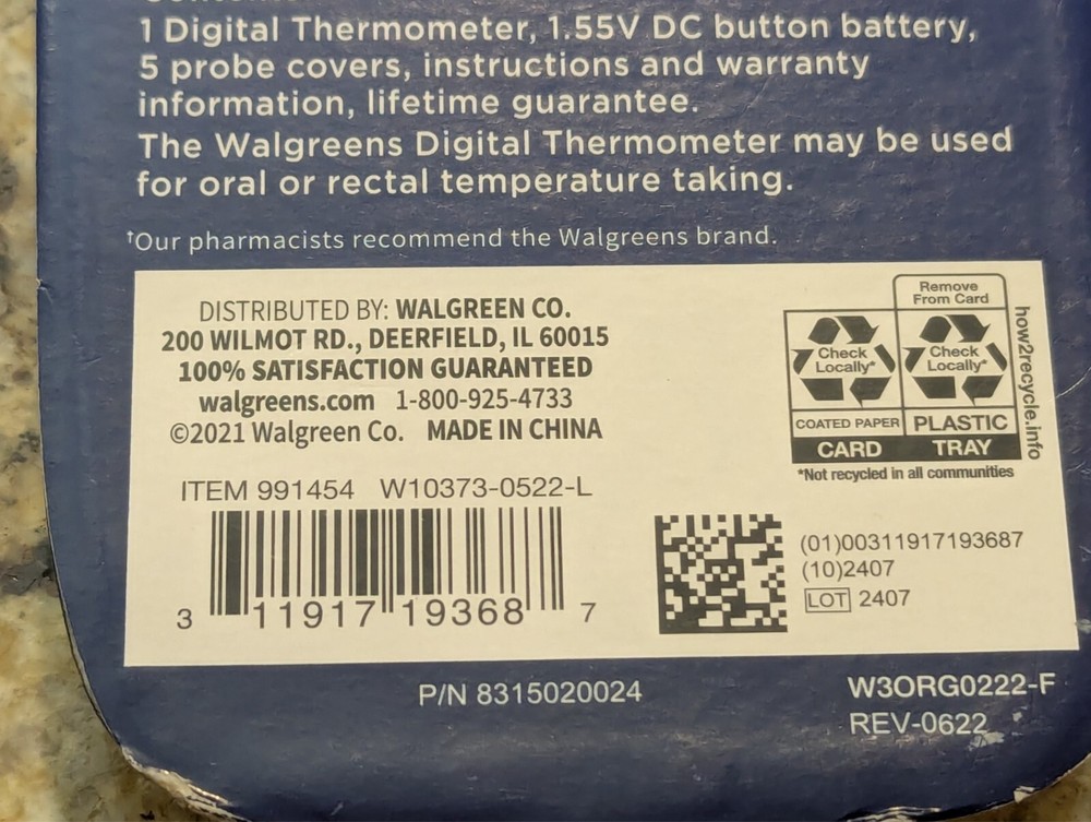 Walgreens Digital Thermometer - 30 Second - Memory Recall - Reads in 30 sec