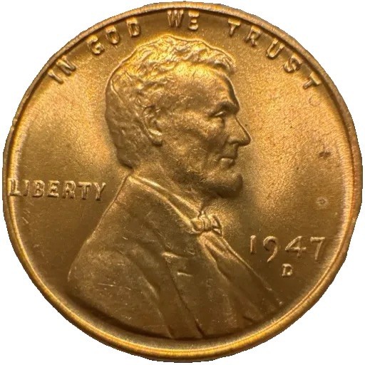 1947 D Lincoln Wheat Cent Penny BU MS RED