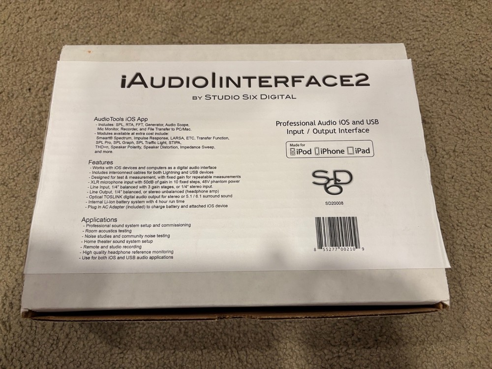 Studio Six Digital iAudioInterface 2 – iOS Measurement System 48v Phantom