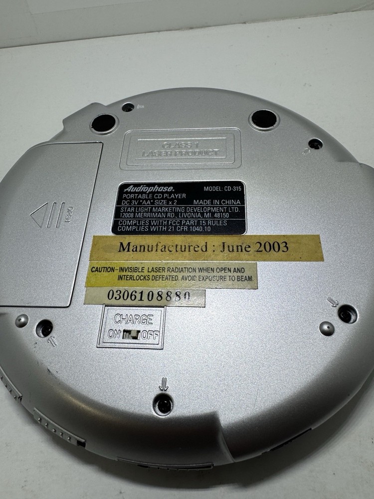 Audiophase CD-315 Portable CD Compact Disc Player Blue Tested SHIPS SAME DAY