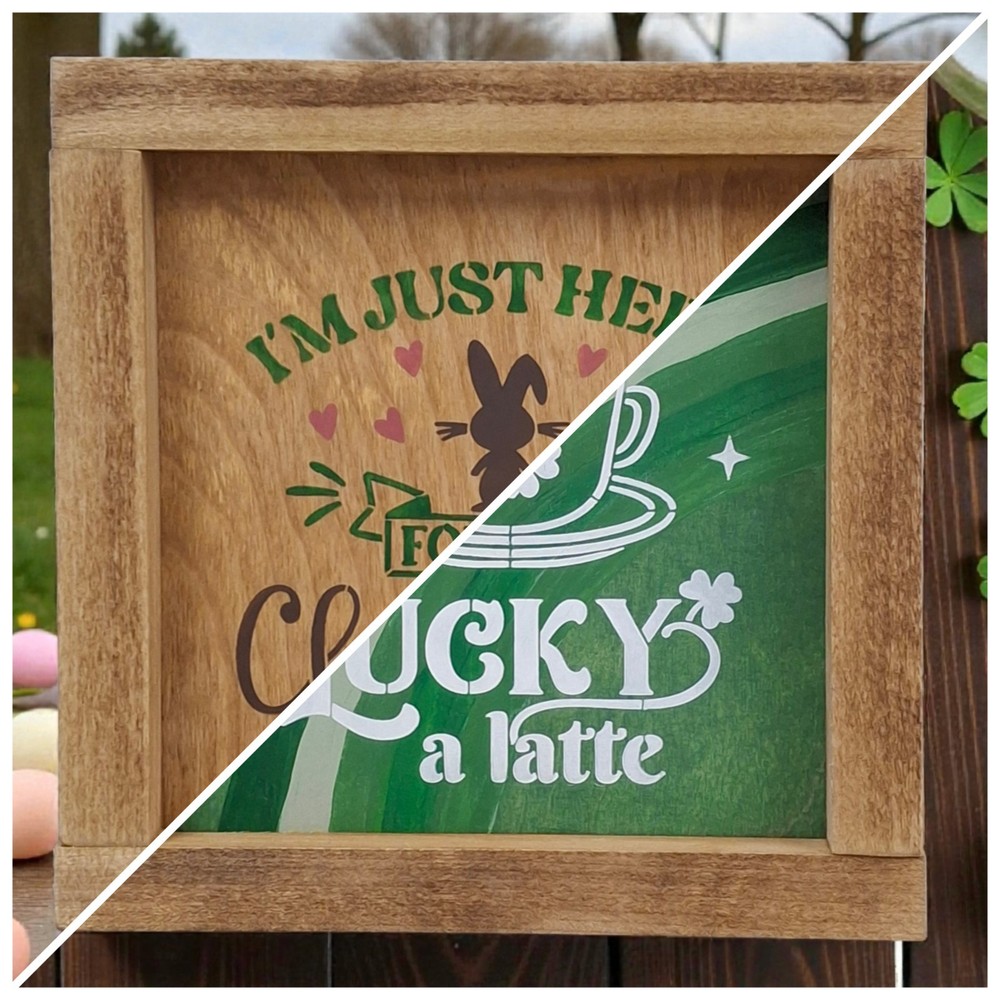 Easter St Patrick Reversible Painted Wood Coffee Bar Sign