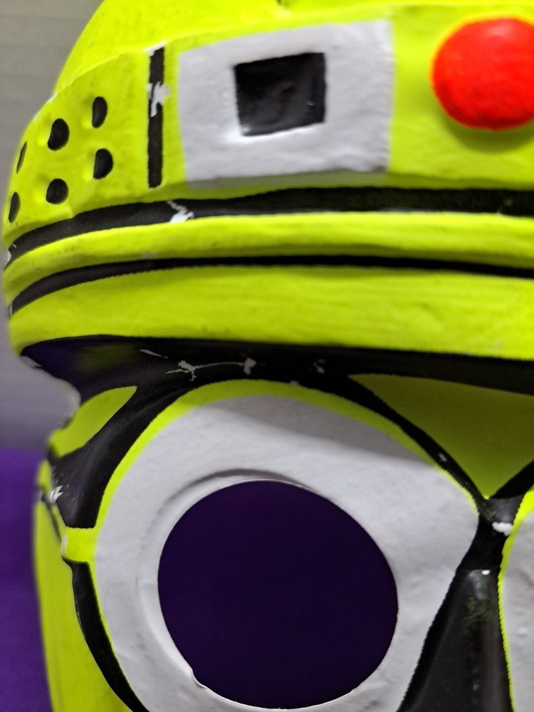 Vintage Collegiate Space Robot Mask Black Light Reactive Yellow Glows