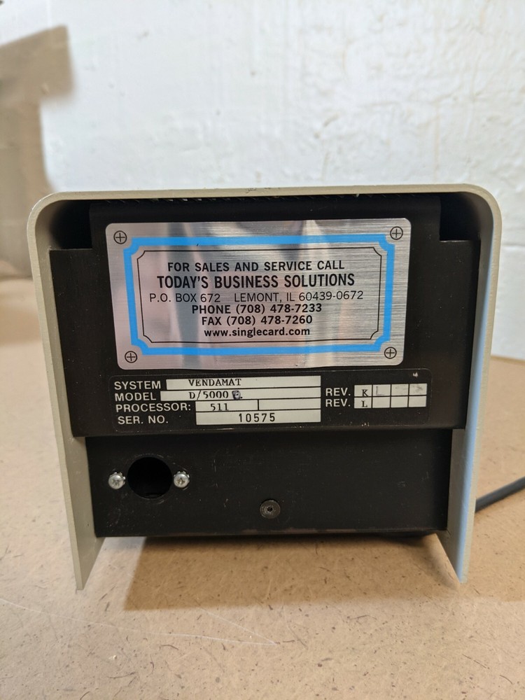 TBS Control Access System VENDAMAT System Model D/5000