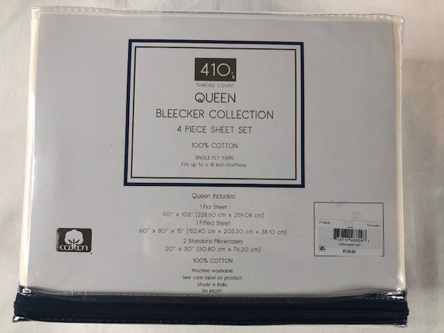 NIP 410 Thread Count Bleecker Collection Queen Sheets Set 100% Cotton Ivory