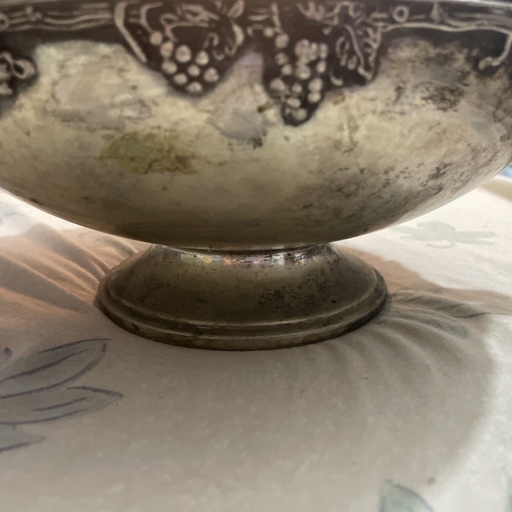 Vintage Academy Silver on Copper Ornate Handled & Footed Bowl 🍇
