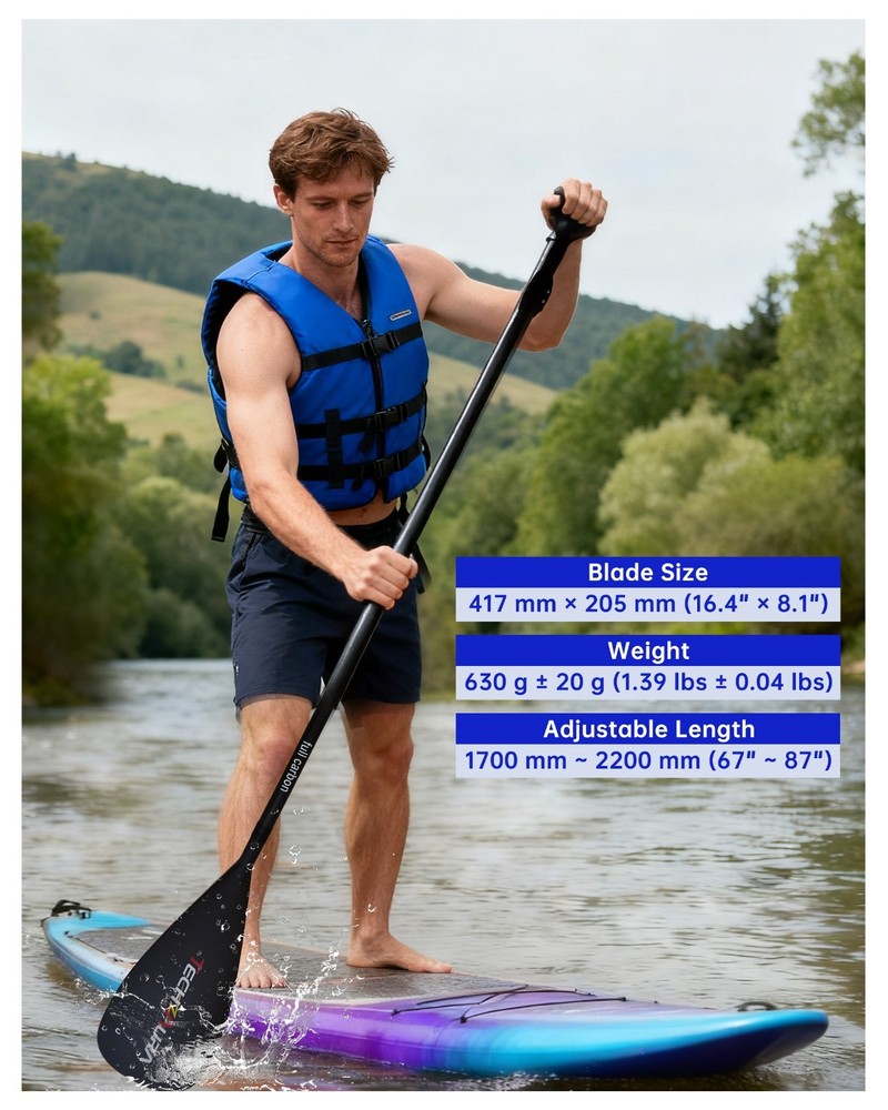 100% Full Carbon SUP Paddle Adjustable 67"-87" Ultra Lightweight