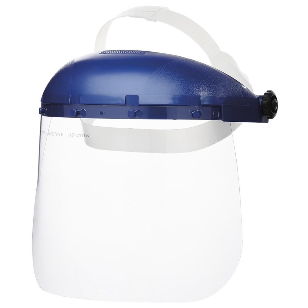 Single Crown Safety Face Shield with Pin-Lock Headgear, Polycarbonate Window,...