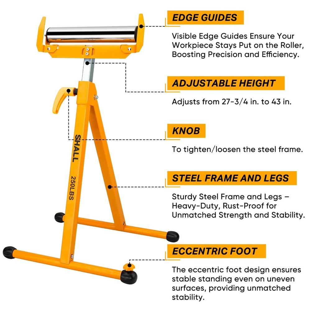 SHALL 2Pack Folding Roller Stand Heavy Duty 250 LBS Load Capacity 27.843'' ...