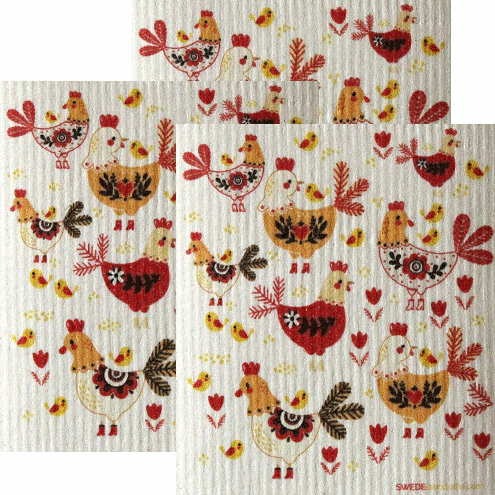 Swedish Dishcloth 3 Chicken Pattern cloths