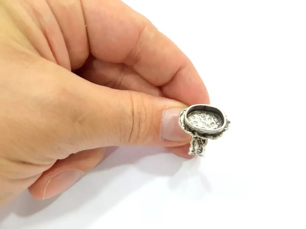 Silver Ring Setting Resin Blank Cabochon Base inlay Ring Mounting Adjustable