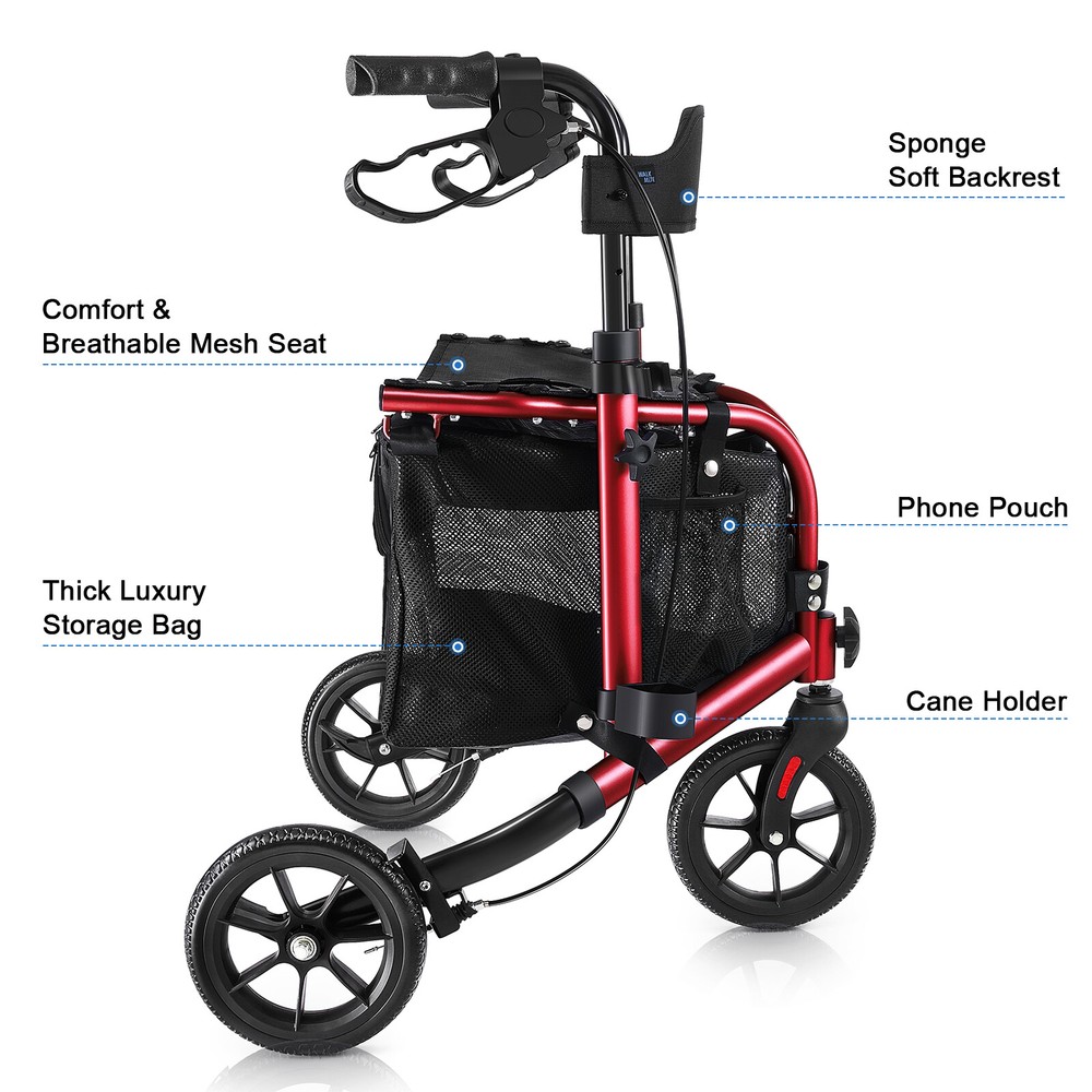 Folding Rollator Walker for Seniors Lightweight Aluminum Rolling Walker 260LB