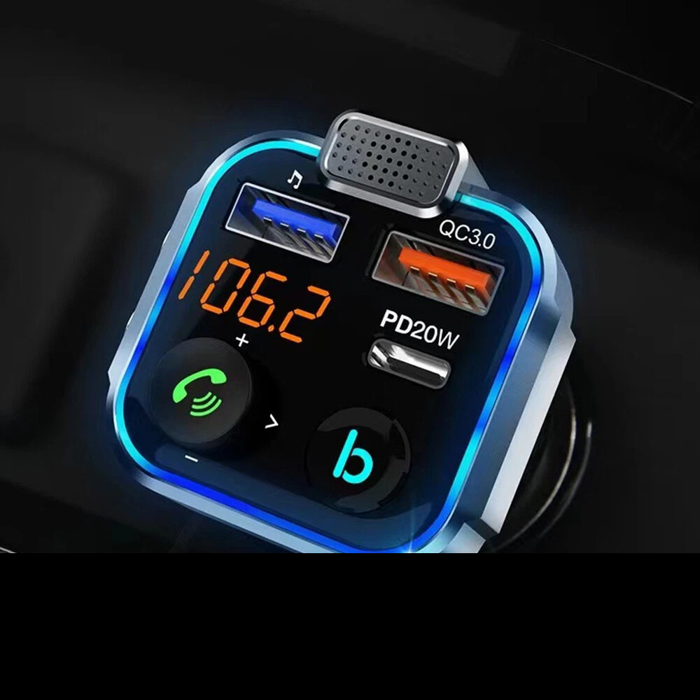 Wireless Bluetooth 5.0 FM Transmitter Adapter Type-C PD 20W Fast USB Charger