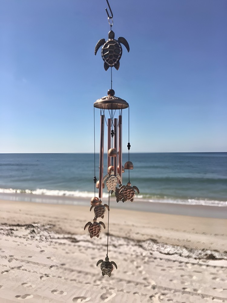 Metal Turtle Wind Chime Aluminum Beach Pattern Decor