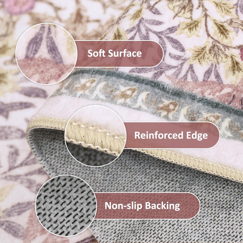 Dadasgk Purple Pink Washable Rugs 6 x 9 ft (Rectangular), Pink/ Multi