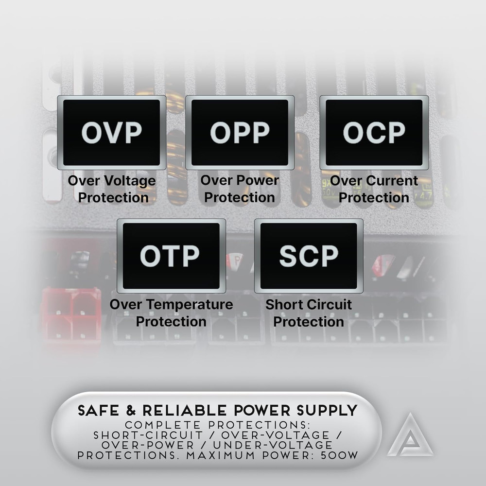 500W Fully Modular Mini ITX/Flex ATX Power Supply - Efficient Compact Design
