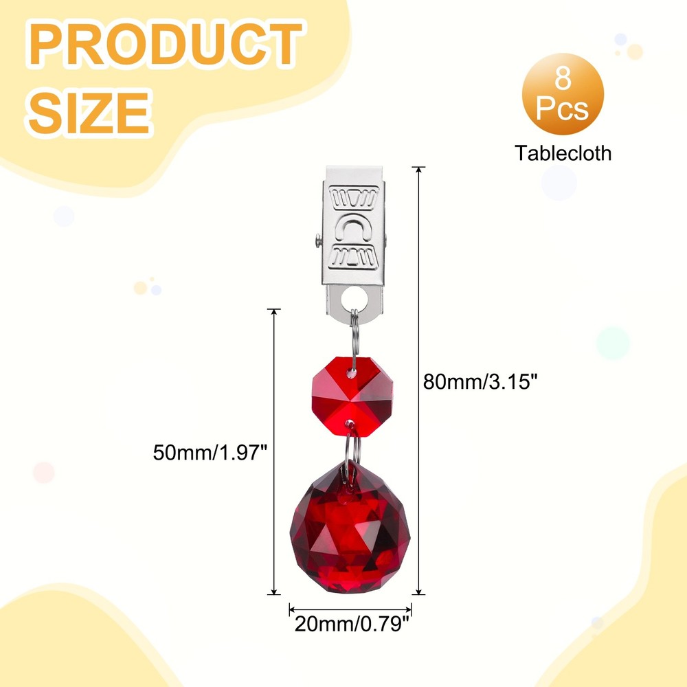 8Pcs Tablecloth Weights, Ball Shape Curtain Weight, Red
