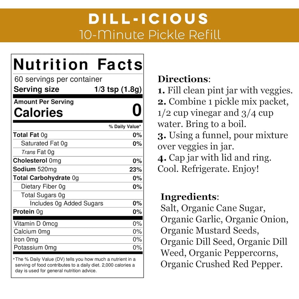 Dill-icious Pickle Kit Refill,Tinned, Jarred & Packaged Fruit & Veg