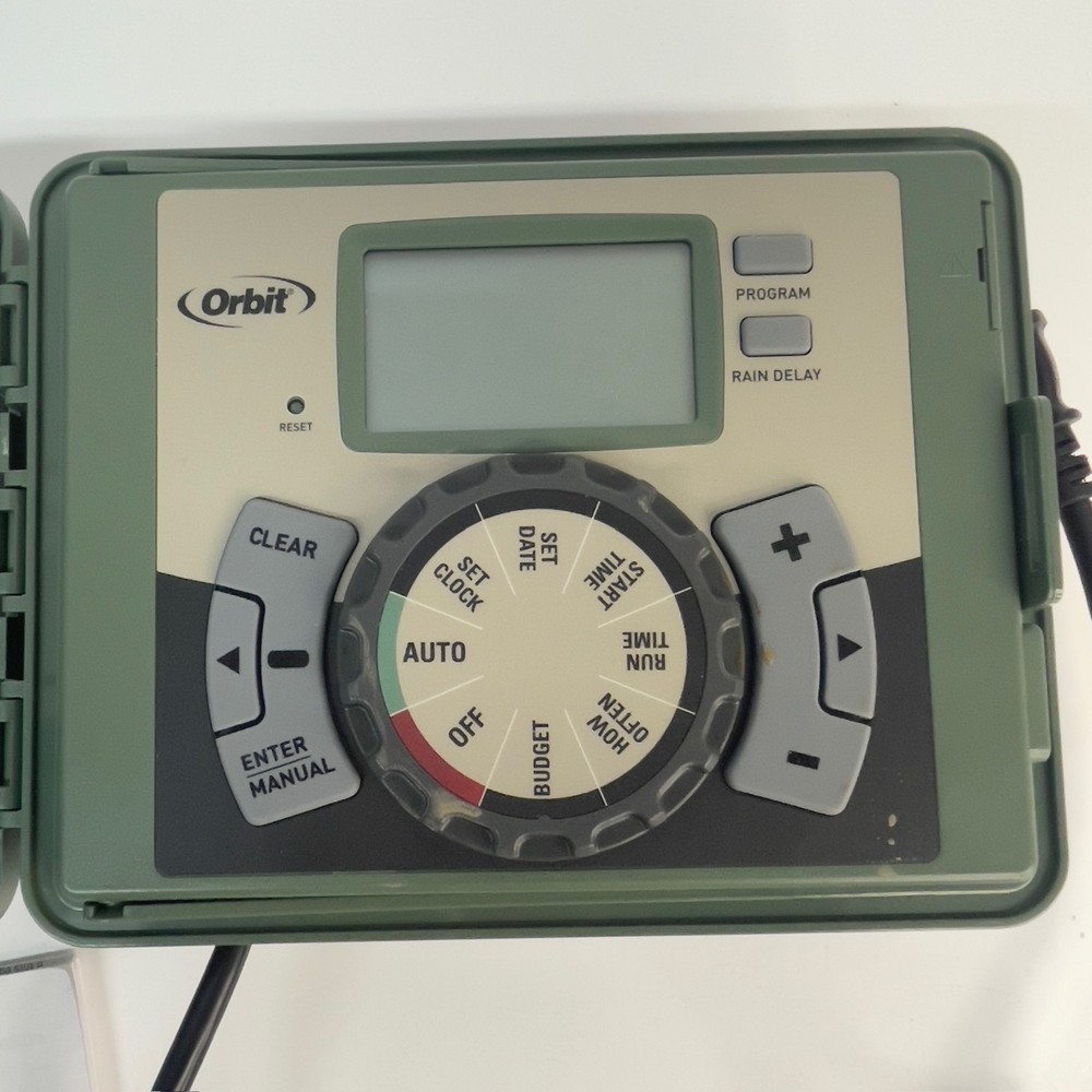Orbit Sprinkler System Timer Swing Panel Green 6-Station 57896 w/ Guide Book