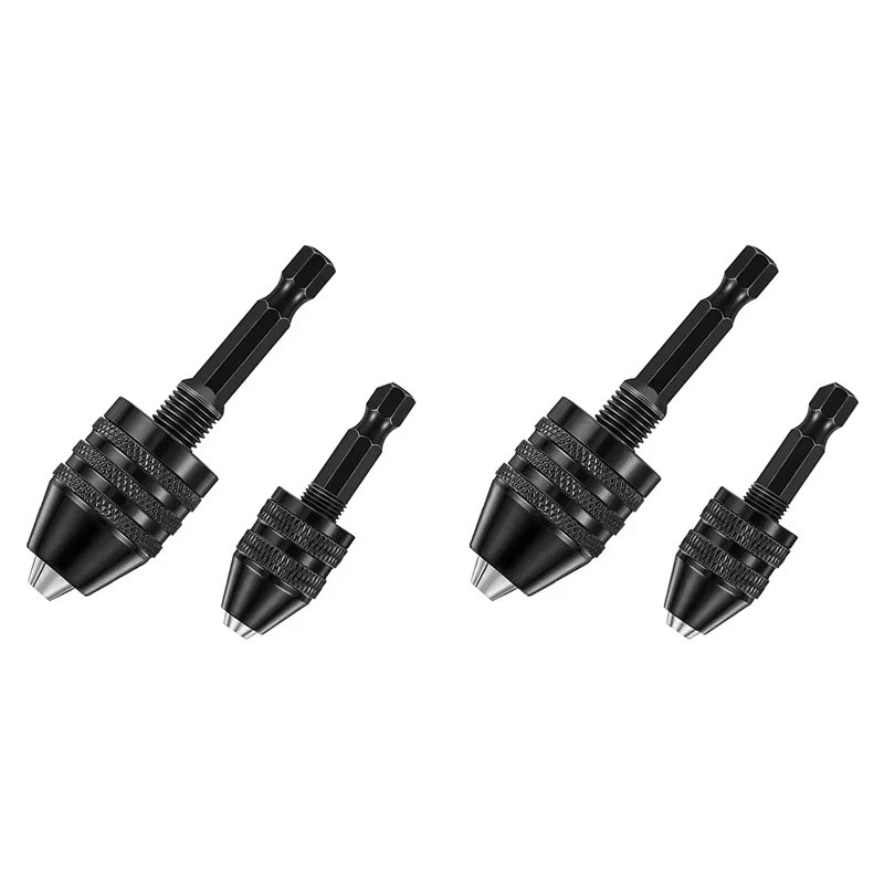 4Pcs 1/4"Hex Shank Keyless Drill Chuck Adapter Bit Quick Change Converter Driver