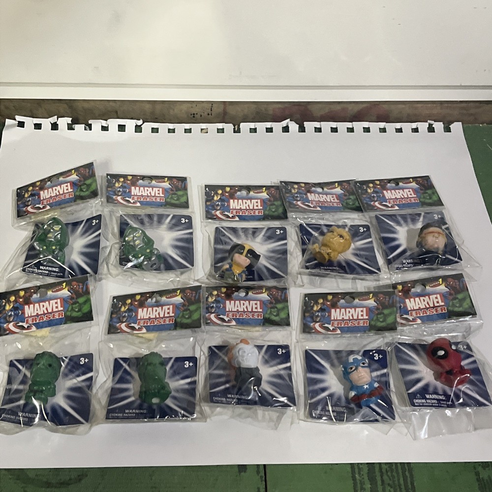 10 Marvel Character Erasers 2011 By Monogram New Sealed