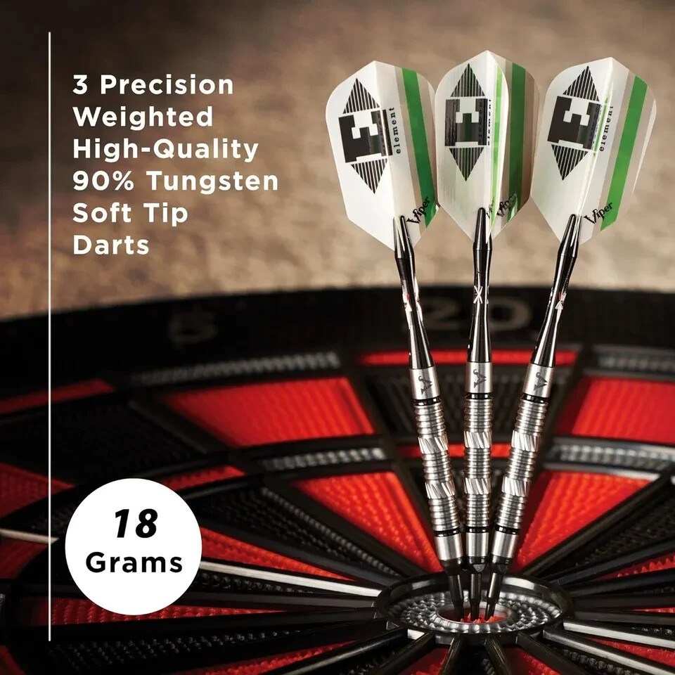 Viper Element 90% Tungsten Soft Tip Darts with Storage/Travel Case, 18 Grams