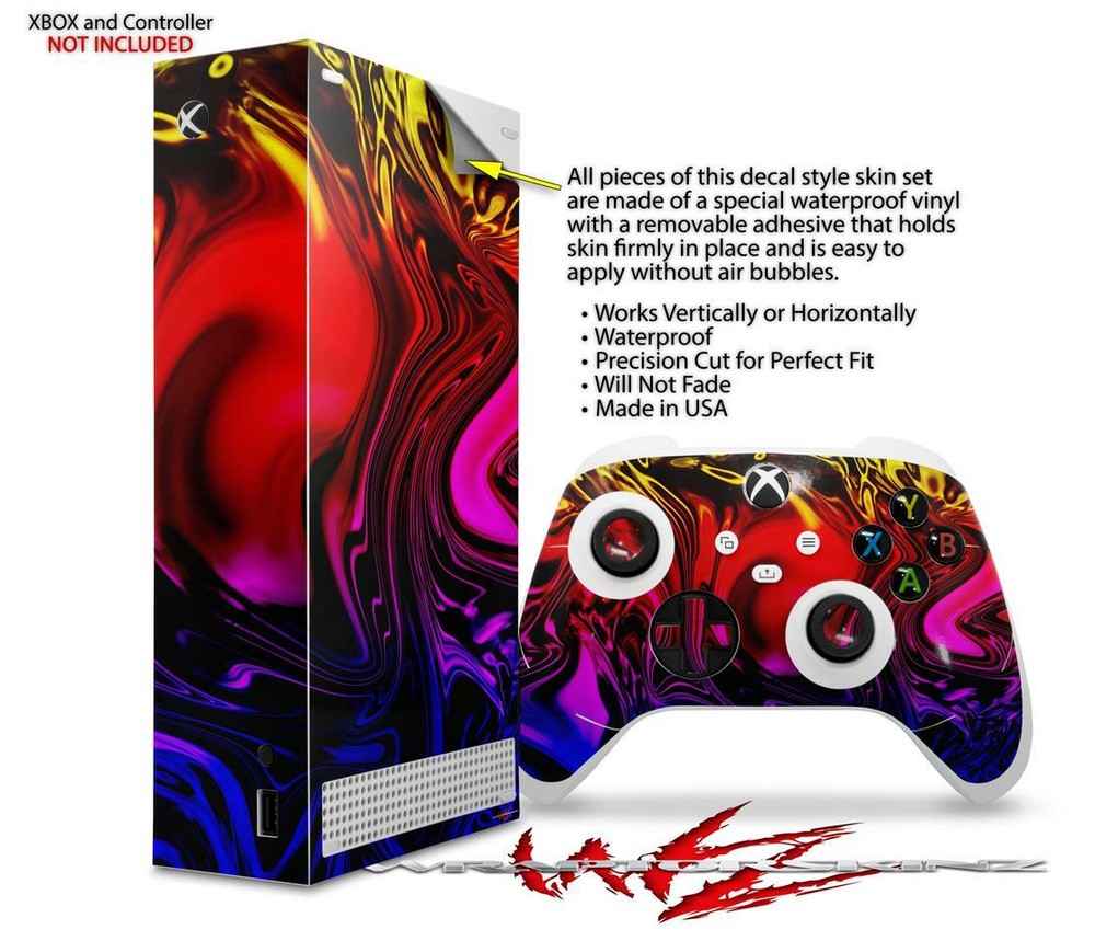 Skins XBOX Series S Console Controller Liquid Metal Chrome Flame Hot