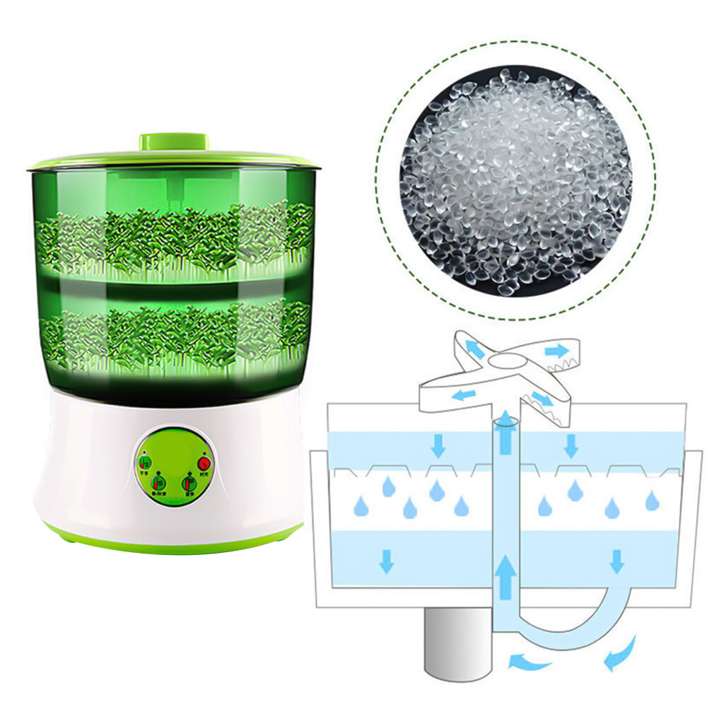 2-Tier Big Capacity 3-Season Function Sprouter Automatic Bean Sprout Maker 110v