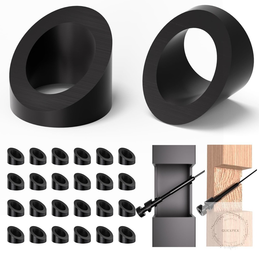 24Pack Black PVD Technology 33° Beveled Angle Washers for Cable Railing Stair En