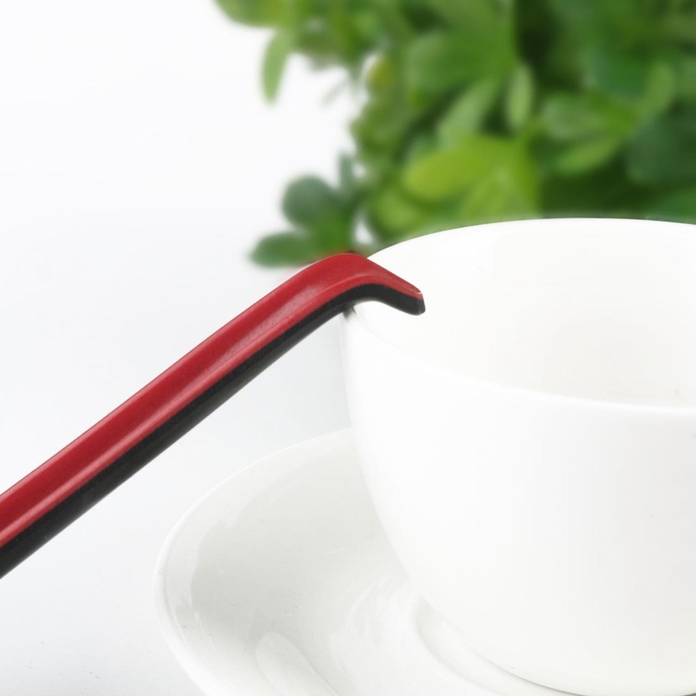 Household Kitchen Red Black Plastic Replacement Soup Rice Spoons 5Pcs