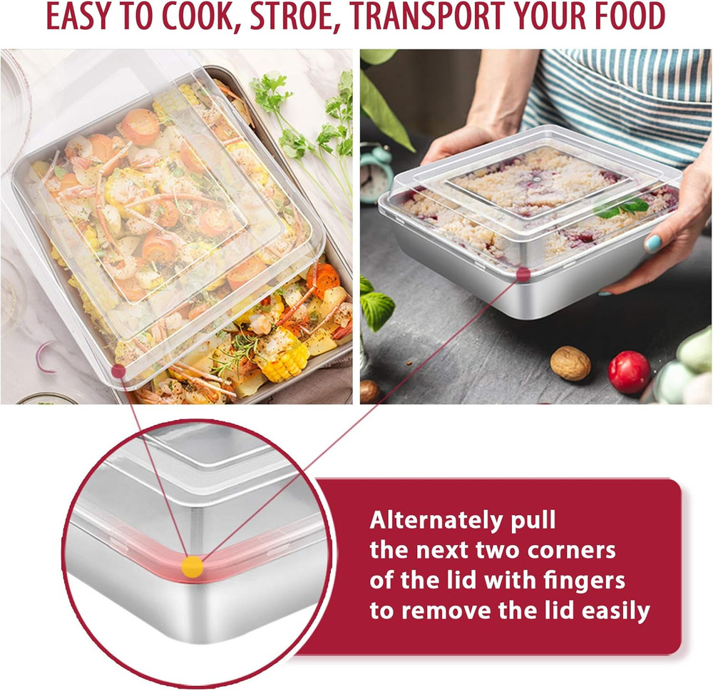 12-Piece Stainless Steel Bakeware Sets, Metal Baking Pan Set Include round Cake