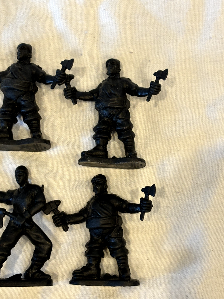 Lot Of (6) Black Plastic Figures with tomahalks