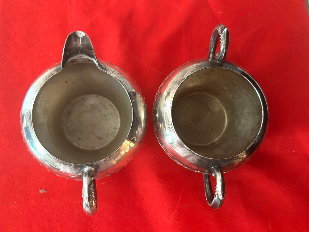 Silver Plated Copper Cream and Sugar Set CROWN MARK