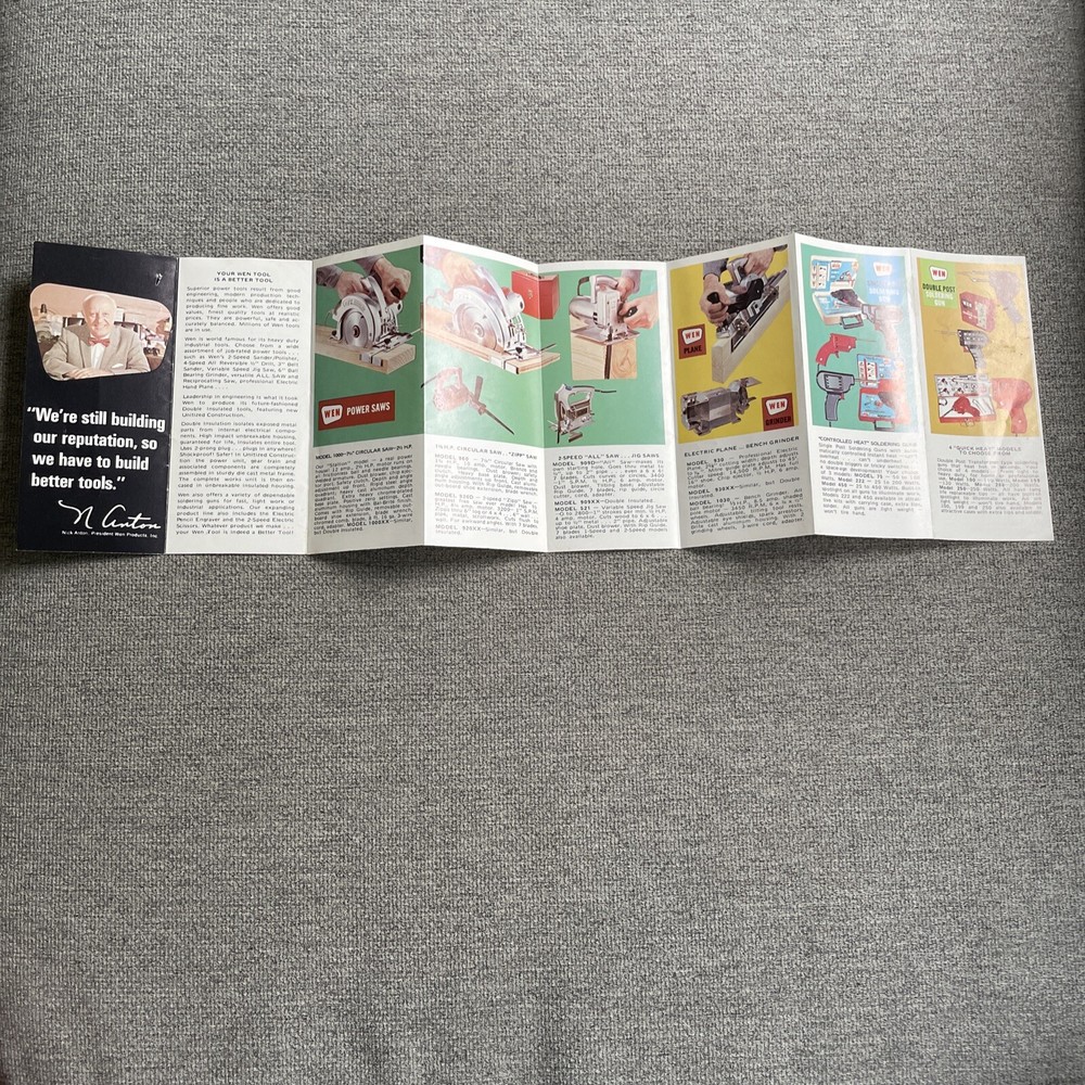 Vintage 1972 WEN Power Tools Fold Out Brochure/Catalog
