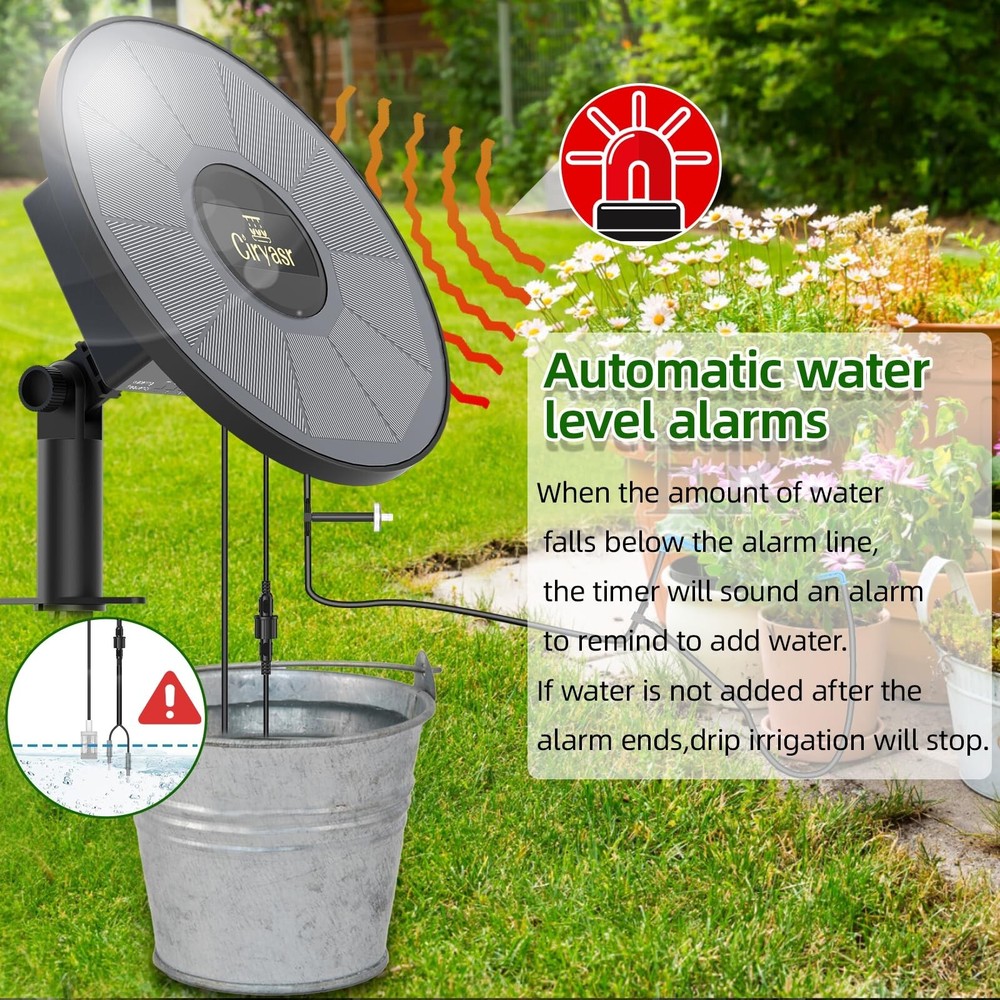 Solar Drip Irrigation System with 2200mAh Battery and 6 Timer Modes for Plants