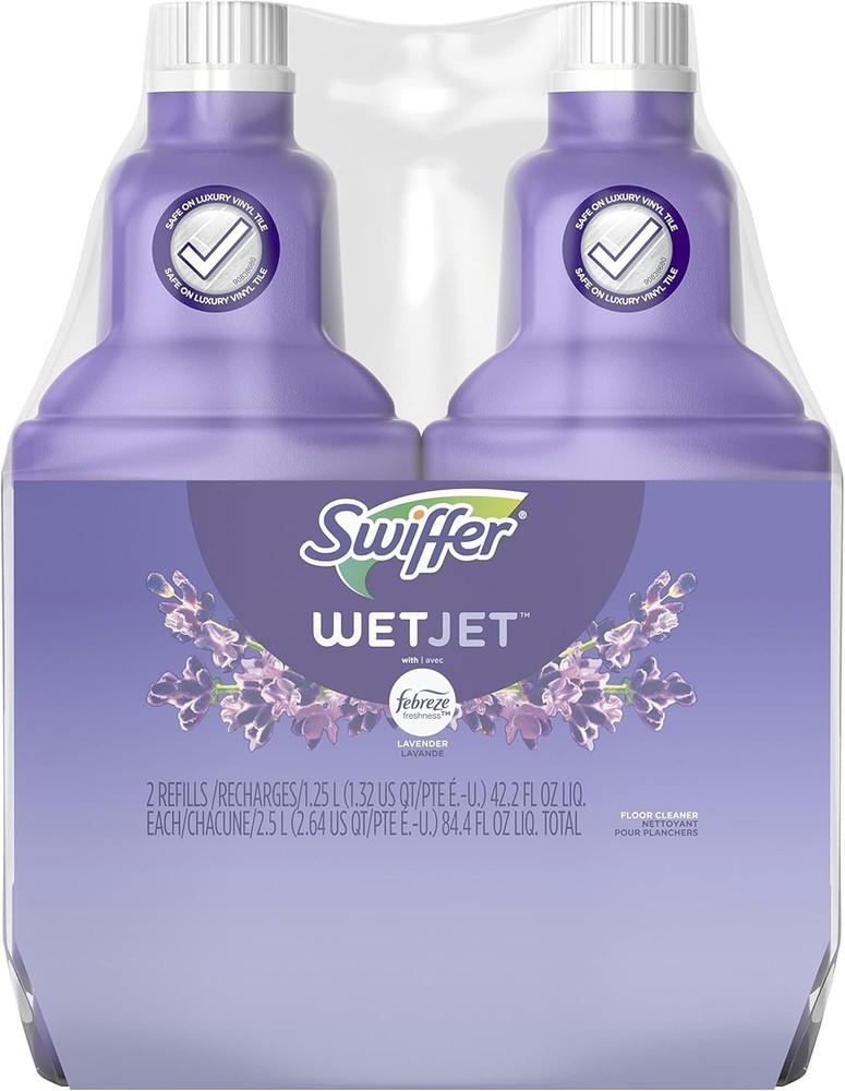 Swiffer WetJet Floor Cleaner Solution Refill, Lavender Scent, 2 ct, 84.4 fl oz