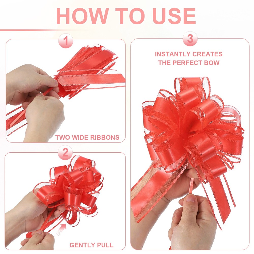 Large Gift Bow 8x6 Inch, 10 Pack Pull Bows for Gift Wrapping, Lemon Yellow