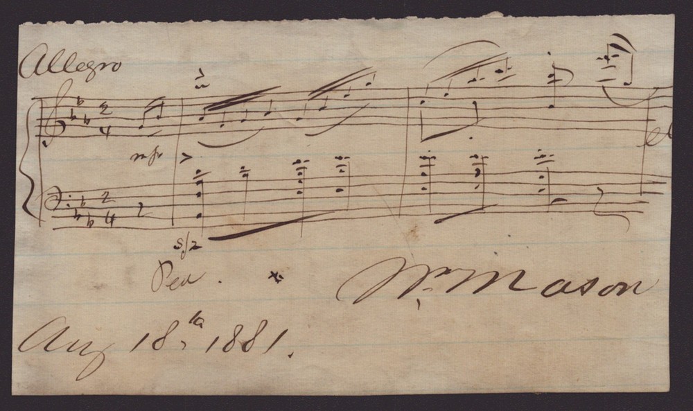 WILLIAM MASON - AUTOGRAPH MUSICAL QUOTATION SIGNED 08/18/1881